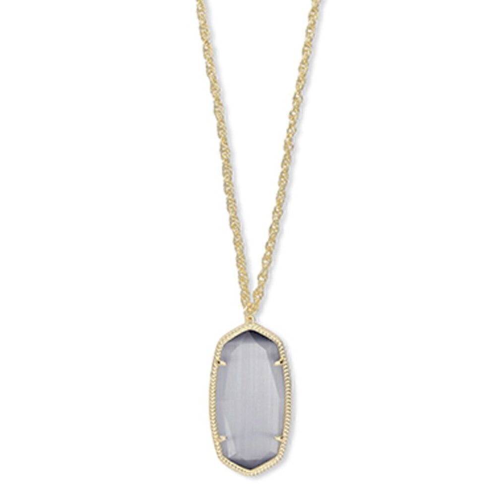 New Kendra Scott Gold Tone Rae Necklace in Slate Cats Eye NWT